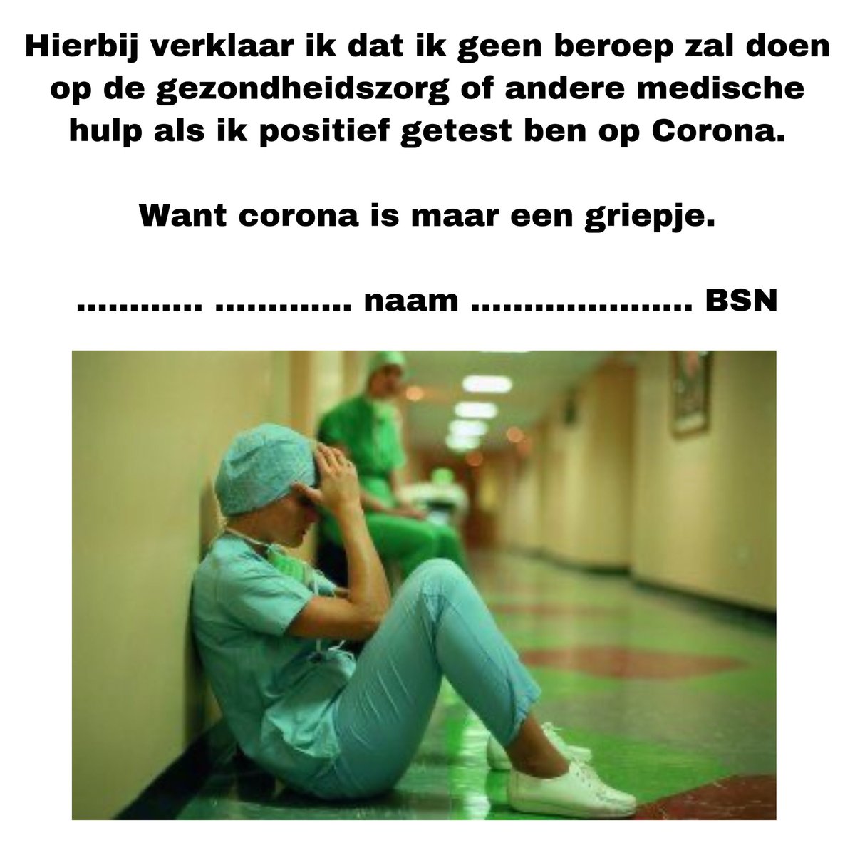 Zeg lieve mensjes van #viruswaanzin , geef ff je naam en BSN op bij mij. 

Ik vraag het voor mezelf en mijn collega’s. #RT is lief.