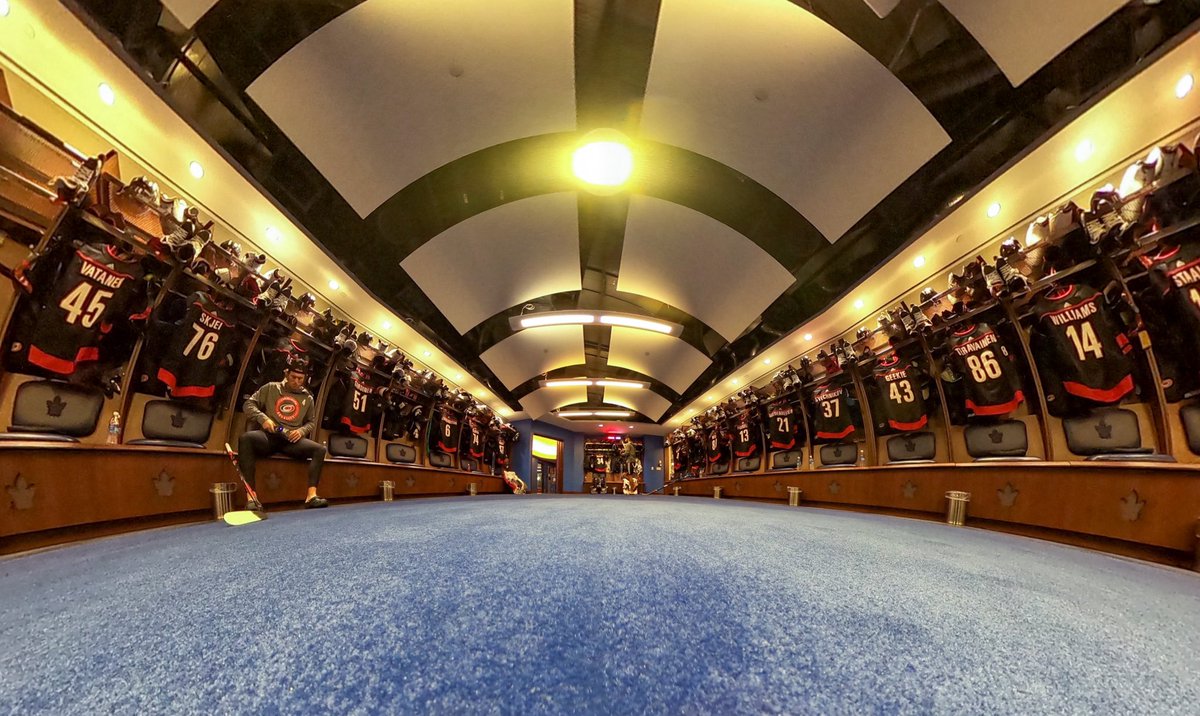Canes's tweet photo. The jerseys were hung in the lockers with care https://t.co/Nzx3VCGfjd