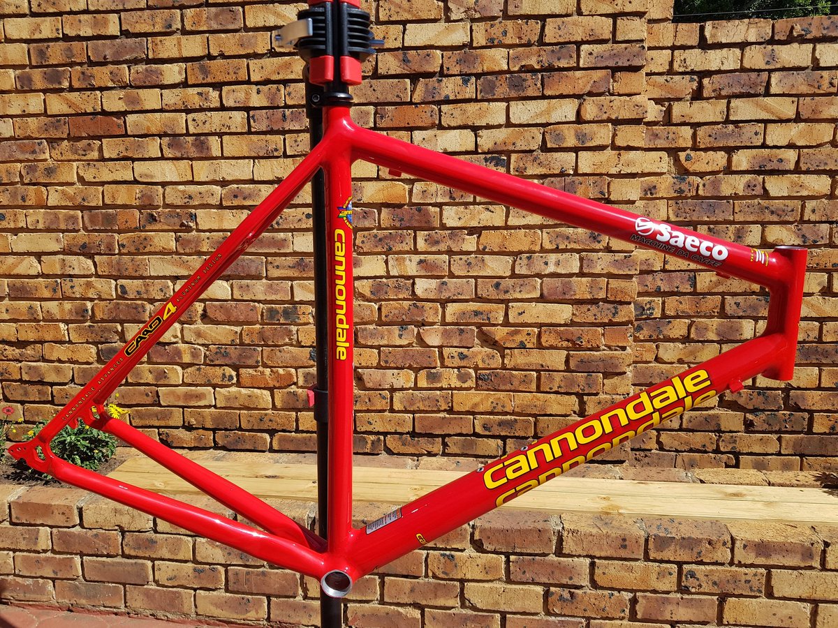 Day 2 of paint curing #chipremoval #respray #caad4 #cannondale #detailingworld #spraypainting #red #cycling #roadbike #mtbservice #wedoitall