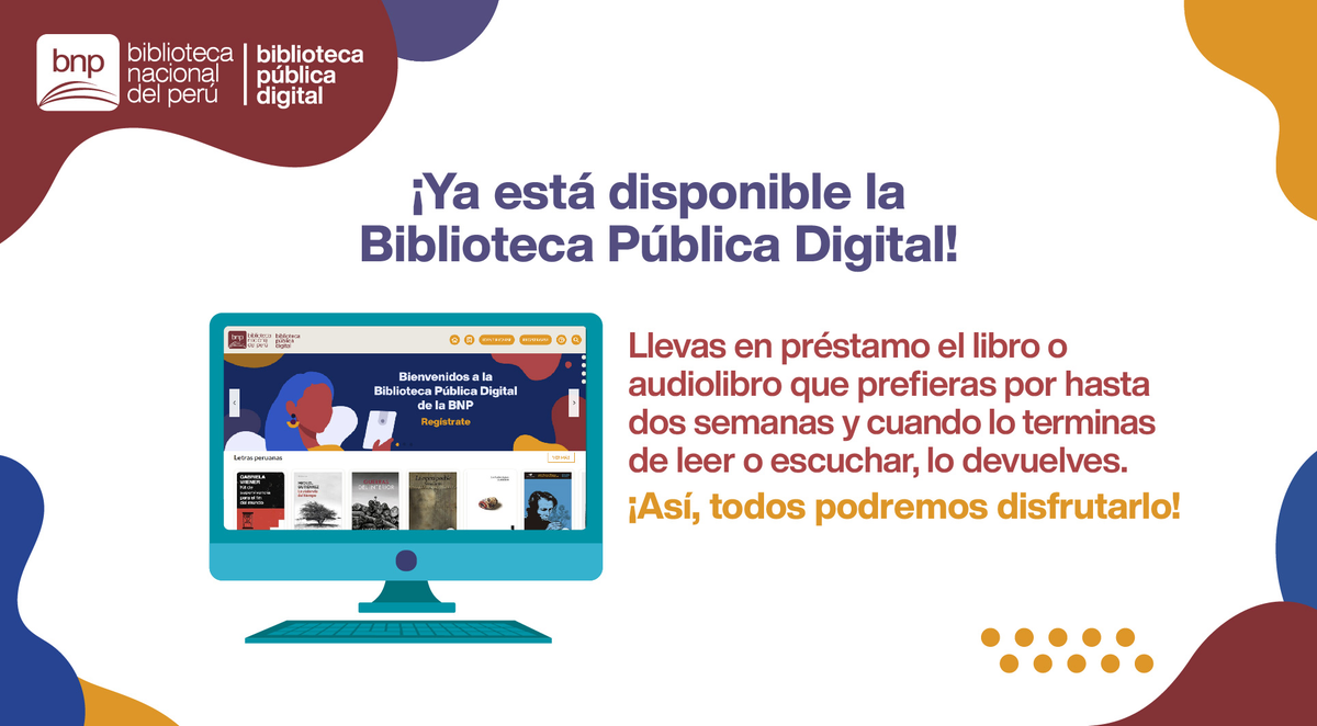 peruporn69's tweet photo. 📚 La Biblioteca Nacional del Perú presenta su #BibliotecaPúblicaDigital, una plataforma de préstamo de libros digitales y audiolibros. Funciona como una biblioteca presencial, ¡pero desde tu casa! 🙌 https://t.co/isdAhNX2QX