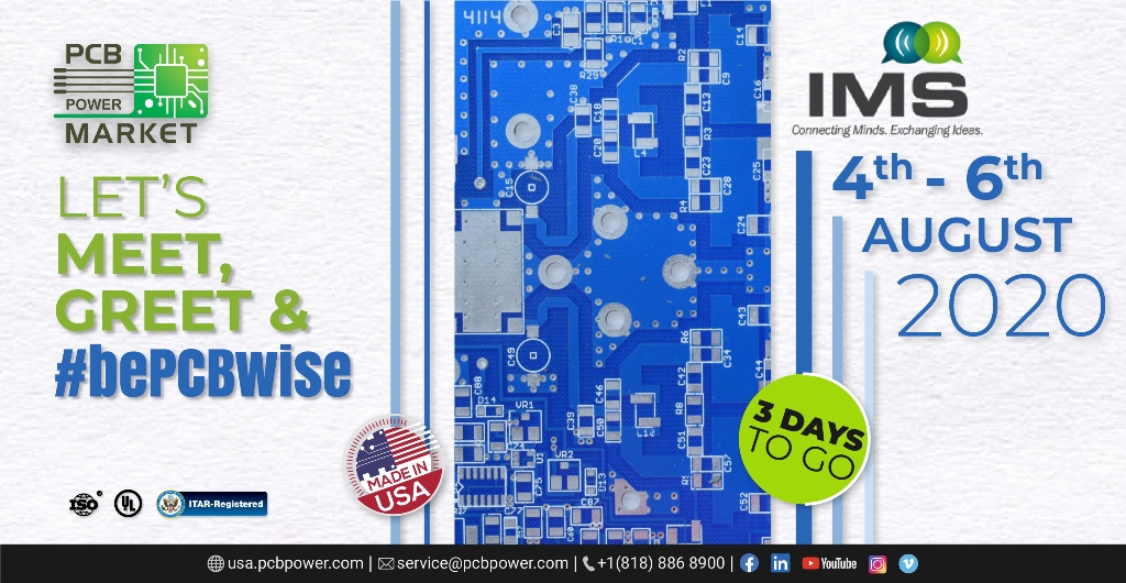 PCBPowerInc's tweet image. We are available virtually showcasing our PCB Fabrication services from 4th to 6th August 2020
Let us meet, greet and #bePCBWise
Visit us at the IMS 2020 Virtual Conference Website and engage with us.
ims-ieee.org

3 Days to go

usa.pcbpower.com
#IMS2020 #DYK