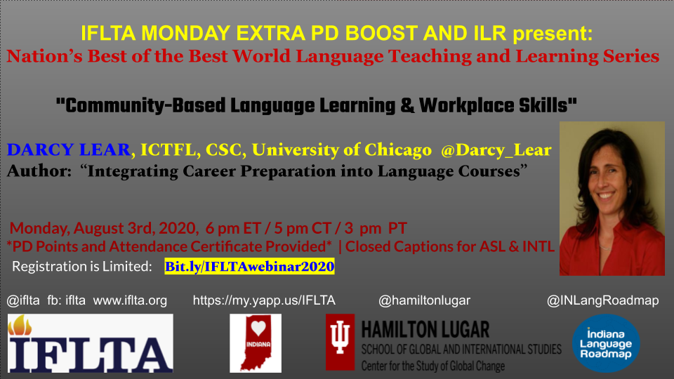 ONE MORE! DON'T MISS IT! @iflta <a href="/INLangRoadmap/">Indiana Language Roadmap</a> <a href="/hamiltonlugar/">Hamilton Lugar School at Indiana University</a> <a href="/ICTFL/">ICTFL</a> <a href="/EducateIN/">Indiana Department of Education (IDOE)</a> <a href="/_SCOLT_/">SCOLT 🌎</a> <a href="/AATFrench/">AATF</a> @NECTFL1 <a href="/AATGOnline/">AATG</a> <a href="/CLASS_K12/">CLASS_K12</a> @BilingualNation <a href="/BilingualPlanet/">Bilingual Planet</a> <a href="/AZLAinfo/">AZLA</a> <a href="/flam_mo/">FLAM</a> <a href="/DECTFL/">DE WL Teachers</a> <a href="/Darcy_Lear/">Darcy Lear</a> #iflta #actfl #langchat #INedchat    

R/tion: Bit.ly/IFLTAwebinar20…