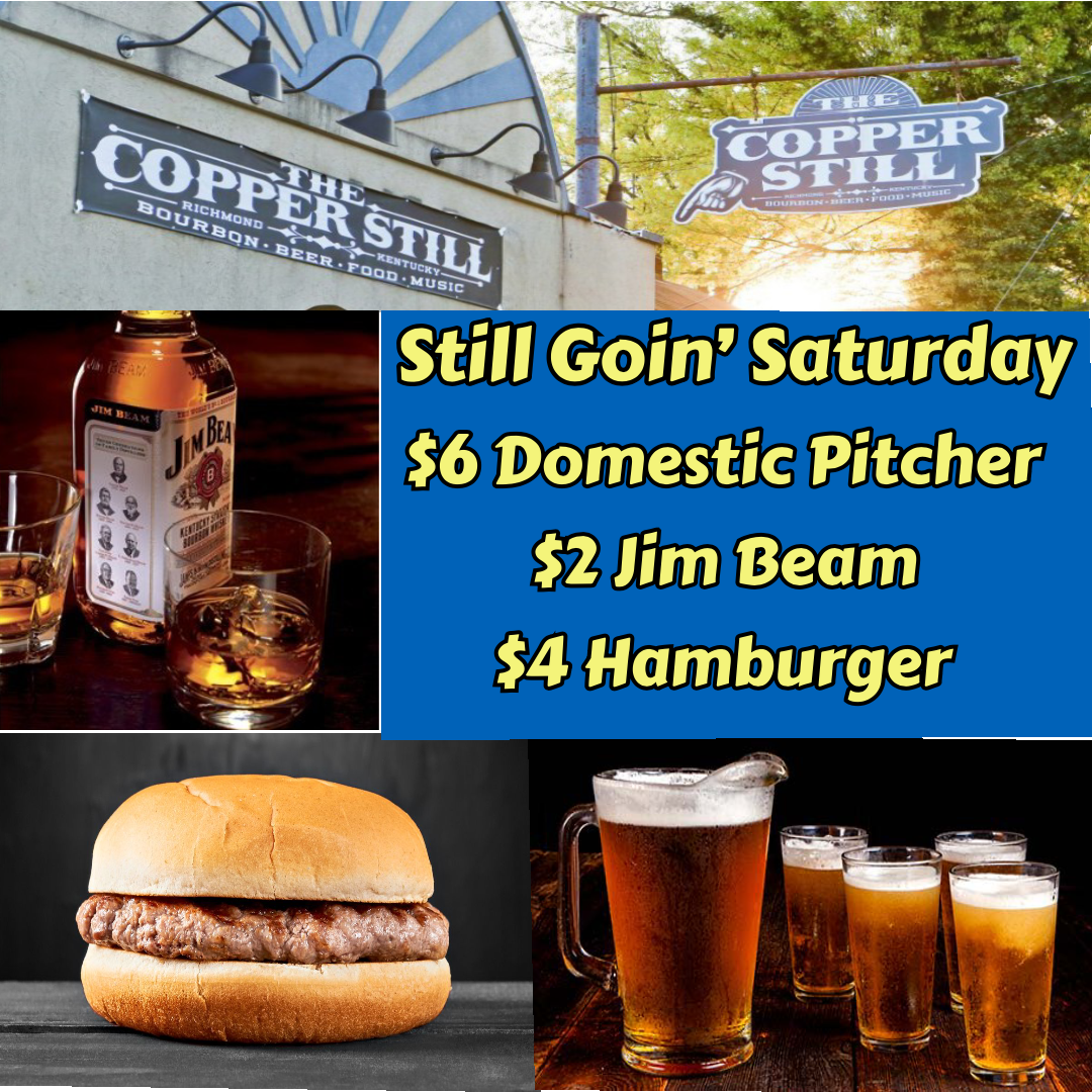 If you haven’t already started you better keep it goin’ cause it’s Saturday! Come on down to The Copper Still for some good times, good food, and great drinks! #TheCopperStill #StillGoinSaturdays