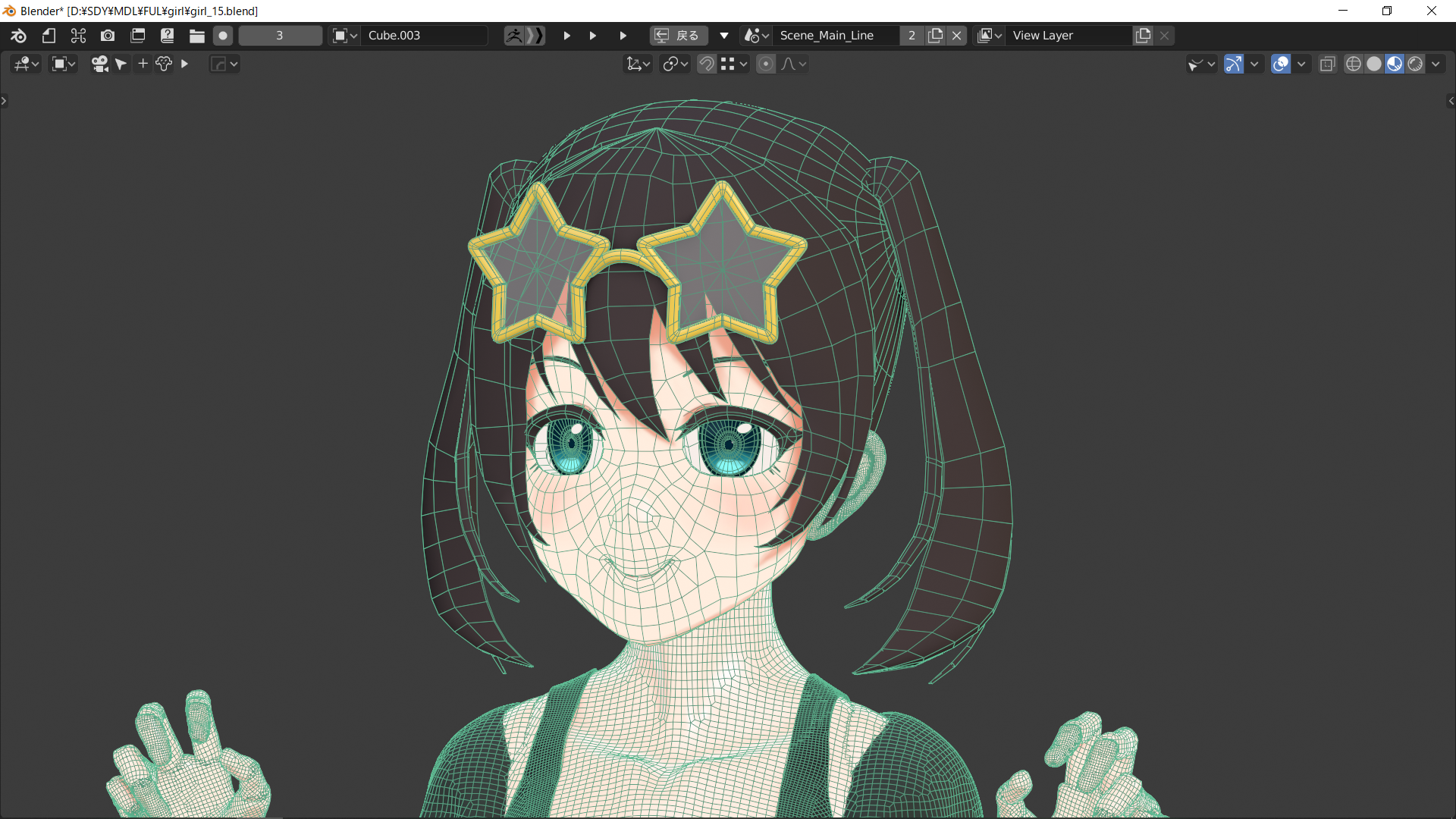 忘却野 Twitterissa Blenderのスカルプトにより造形 頭部のみリトポし 顔のテクスチャを作成 カラーランプを利用したマテリアルやfreestyleでアニメイラストのように クリスタにてレタッチし 細部を修正 加工 背景を描きました Blender d T Co