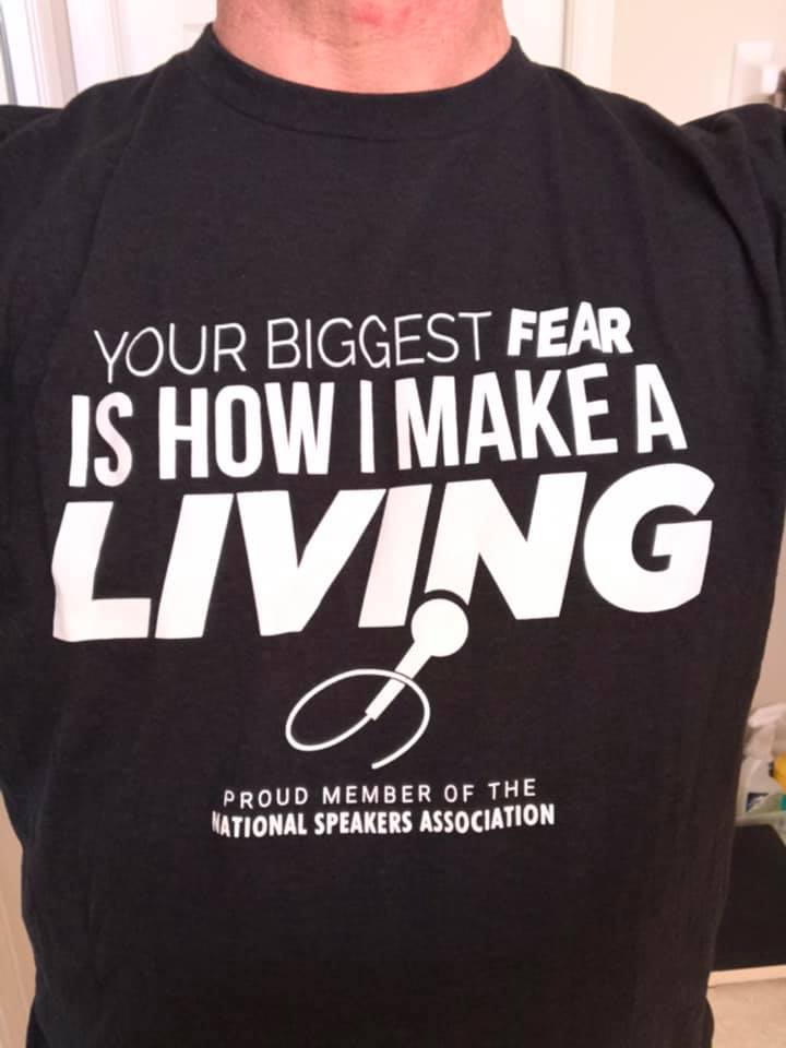 jeffreynally's tweet photo. 🎤📺 It ain’t the grand ballroom at the Gaylord National for three days with my speaker friends, but I’ve got my favorite speaker t-shirt on, and we’re starting the virtual @NSAspeaker #Influence2020 right now! #Influence20! 🎤📺 #virtualconference #YourGreatestFear https://t.co/dL1d4NaMg9
