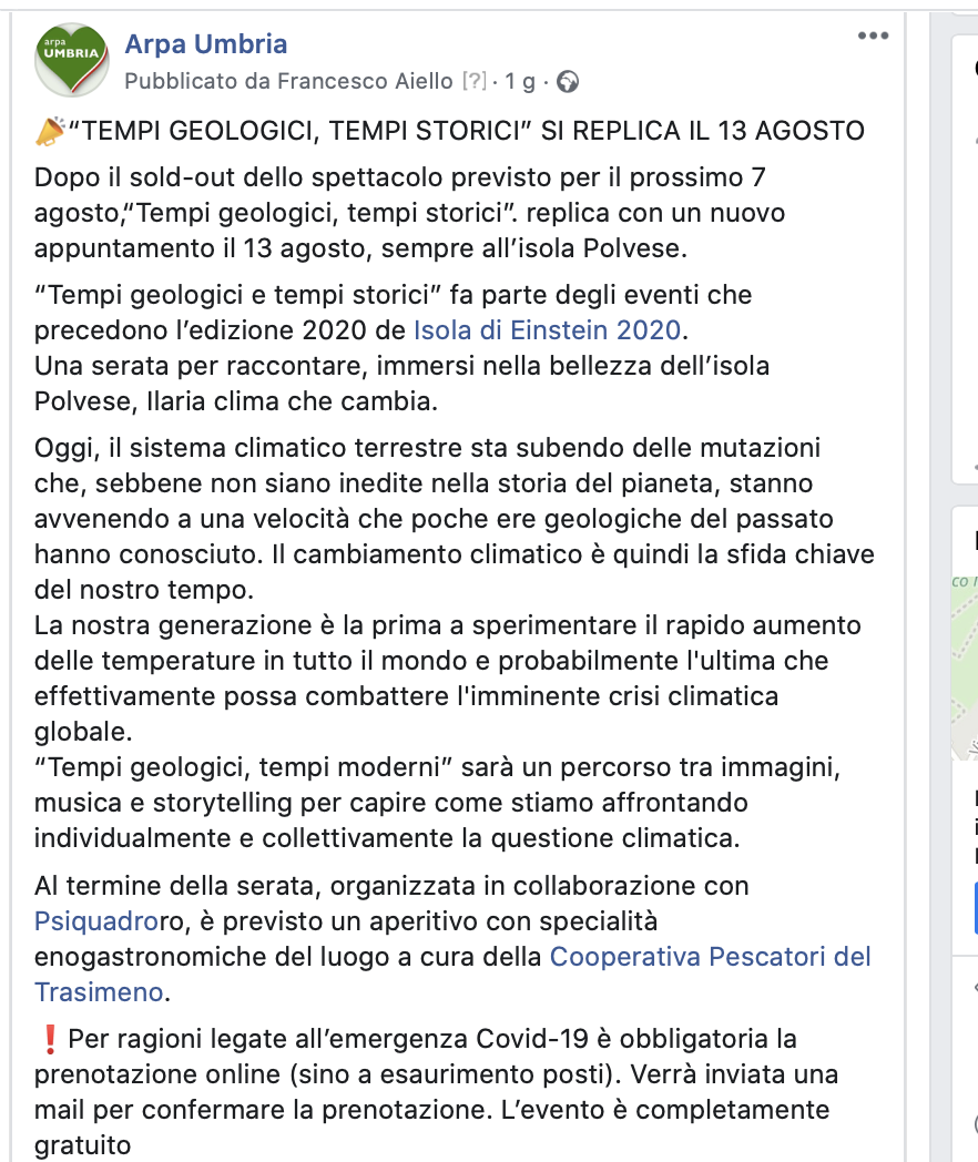arpaumbria's tweet photo. "Tempi geologici, tempi storici", vi aspettiamo all'isola #Polvese anche il 13 di agosto. link iscrizioni https://t.co/ztz9ccnG9e https://t.co/h8G9yD4JJN