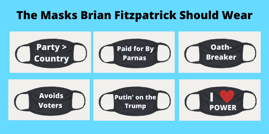 FridaysWithFitz's tweet photo. @donwinslow @RepBrianFitz @FinelloForPA @BrianFitzUSA Oh, and here are the masks @BrianFitzUSA *should* wear, both for public health in #PA01 and truth in advertising:

#LyinBrian #FitzpatrickFail #OathbreakerBrian #FitzTrump #BoughtAndSoldBrian #COVID19 #BountyGateBrian #FitzKnew #ComplicitFitz #ComplicitCorruptGOP https://t.co/et3nDdNjhU