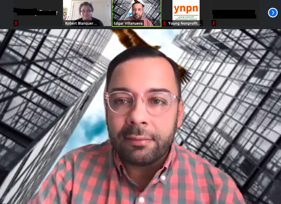 ynpn's tweet photo. We're here with @VillanuevaEdgar talking about decolonization and how we need to walk against the moving sidewalk of the normalcy of white supremacy #YNPN20 https://t.co/4nGNytB4pl