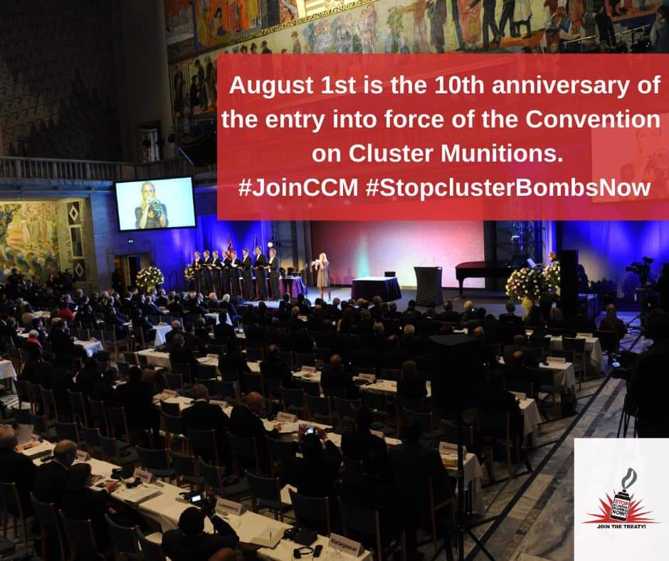 ALSO_AFG's tweet photo. First of August 2010, 10 years ago, the #CCM became binding international law. It was a big achievement towards #StockpileDestruction #CMRClearance #RiskEducation & #improving the lives of survivors #VictimAssistance #CCM2RevCon https://t.co/PLEPn6AygZ https://t.co/fvRtX4Owha
