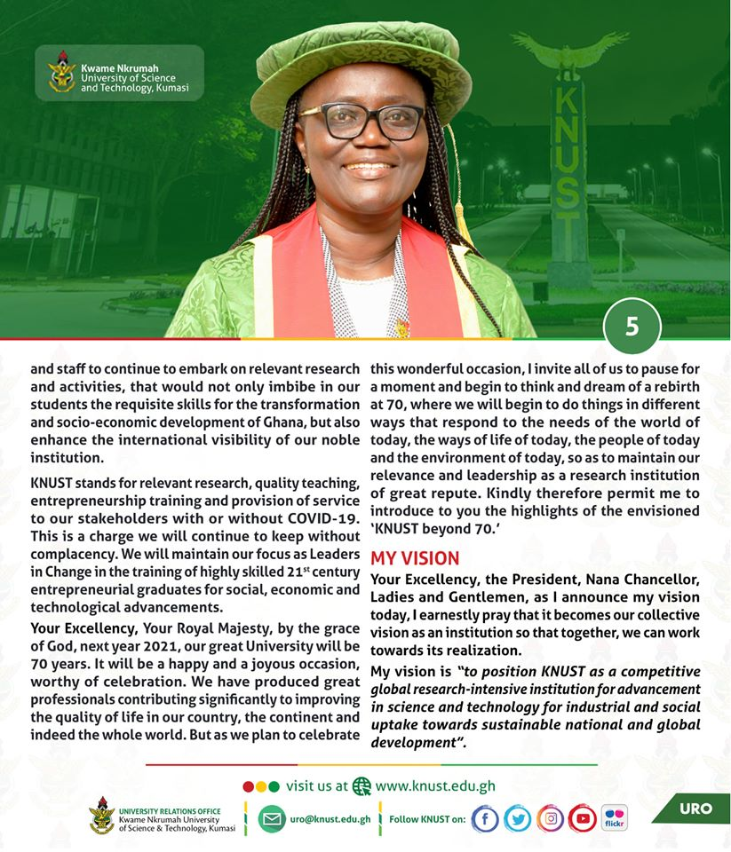 KNUST_Live's tweet photo. 2. [On Her Vision - Education and Instruction, A Digital Vision for KNUST, Welfare of Employees: Our Human Resource Our Strength]

#WelcomeProfDickson
#KNUSTLive https://t.co/hfy1XlNdFu