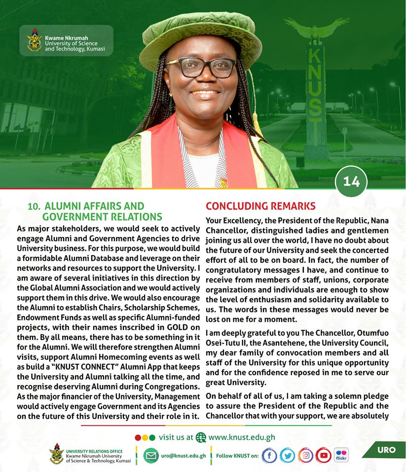 ....cont'd 

[On Her Vision - Increasing Visibility of the University, Alumni Affairs and Government Relations]

#WelcomeProfDickson
#KNUSTLive