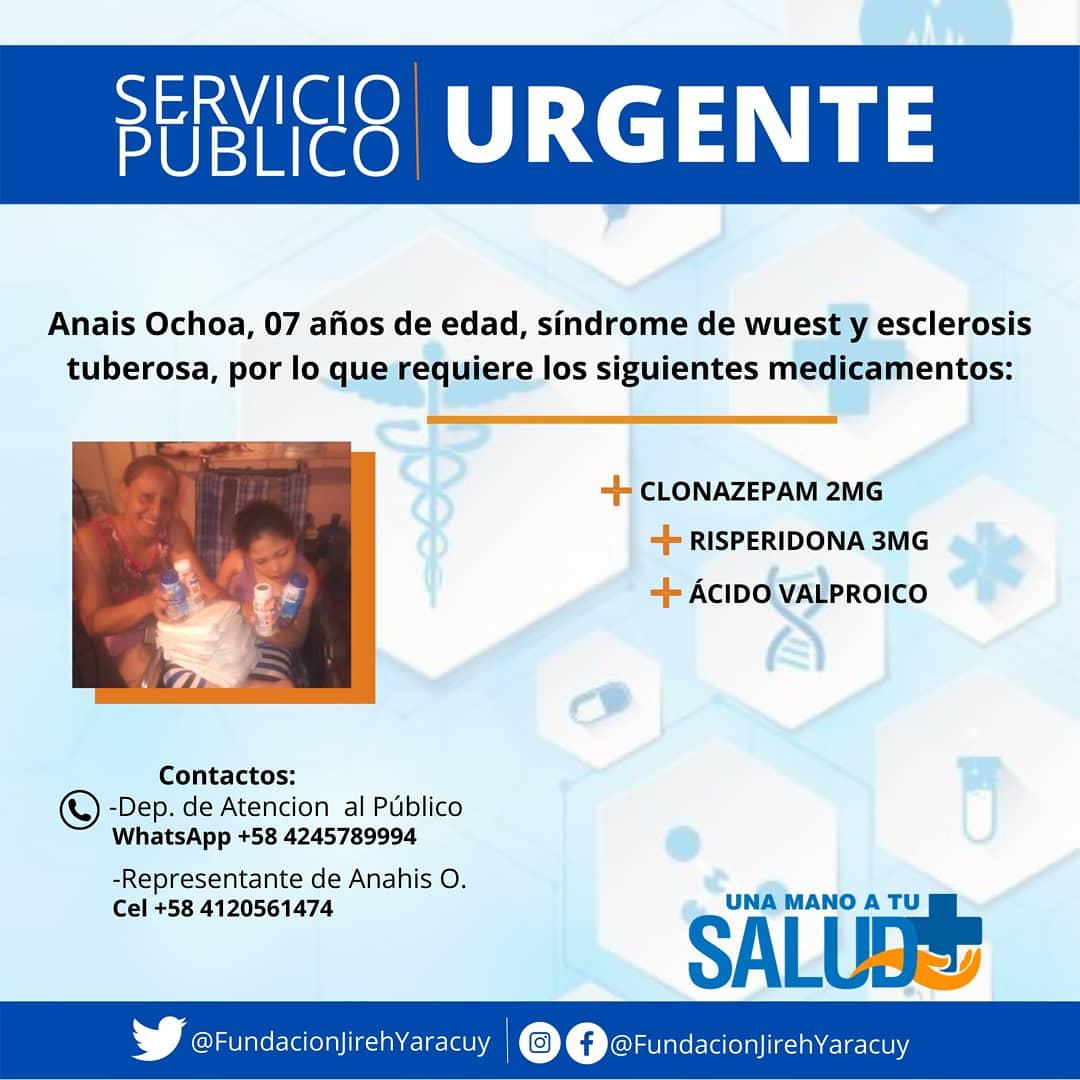 Fundajirehyara's tweet photo. #01Ag #ServicioPublico
_
Anahis Ochoa de 07 años de edad presenta Síndrome de wuest y esclerosis tuberosa, por lo que requiere los siguientes medicamentos✍:
📌Clonazepam
📌Acido Valproico
📌Risperidona
_
#Yaracuy,#Bruzual,#Ayuda,#Lara,#Fundaciones https://t.co/CUml7iwtSA