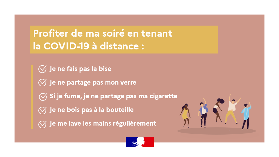 Sante_Gouv's tweet photo. [#ÉtéSansSouci☀] En soirée j'adopte les bons gestes face au #coronavirus
❌Je ne partage pas mon verre 
❌Je ne fais pas la bise
❌Je me lave les mains régulièrement

🔎#JAgisPourMaSanté sur : https://t.co/zlzXk1R4Dv https://t.co/EYy6OWiBkV
