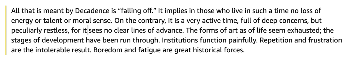 4/ you might recognize a lot of these themesHe brings many ideas from Thiel, Tyler Cowen, Eric Weinsteinespecially about the inability of our institutions to function and how we have to find a productive way forward and stop our "falling off"