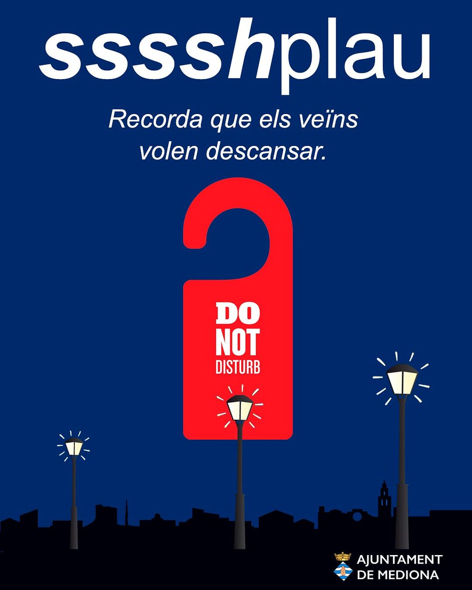 SomMediona's tweet photo. Ei joves! La diversió i el descans no són incompatibles, RECORDEU: al carrer cal ser cívics i respectar el descans de la resta de veïns. 

🔇 Modereu el volum de la música i apagueu-la a les 00 hores.

Si no ho feu aprop de casa vostra, no ho feu aprop de casa dels veins

Gràcies https://t.co/yiJbbdxiG8