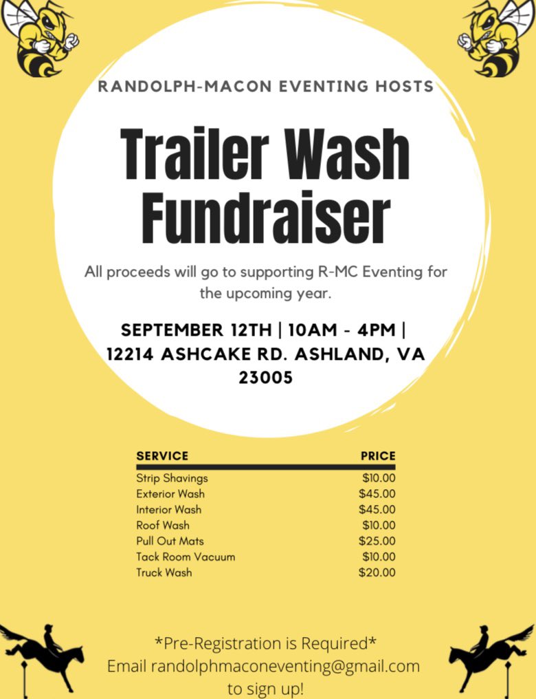 eventing_rmc's tweet photo. 🚨🚿**FUNDRAISER ALERT**🚿🚨
We had so much success from our last trailer wash, so as promised, we are happy to announce our next trailer wash in September! Come out and support the #eventingrmc team for a trailer wash on Saturday, September 12th from 10am-4pm! https://t.co/9PklBIu1Ds