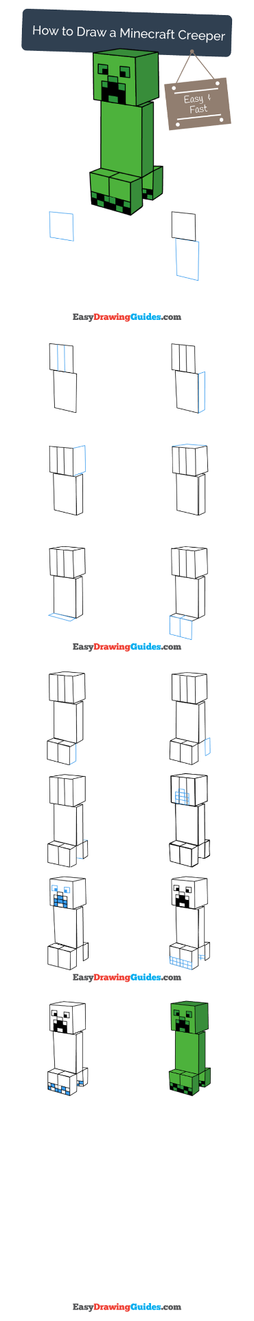 How to Draw a Creeper (Minecraft)