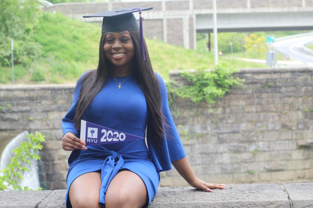 nyuniversity's tweet photo. "I never thought I would be the woman making history," says  Deja Bond (GSAS ’20), the first African American woman to graduate with an @NYUDataScience master's: https://t.co/F0sOmoaaFc https://t.co/iJMR0swnzk
