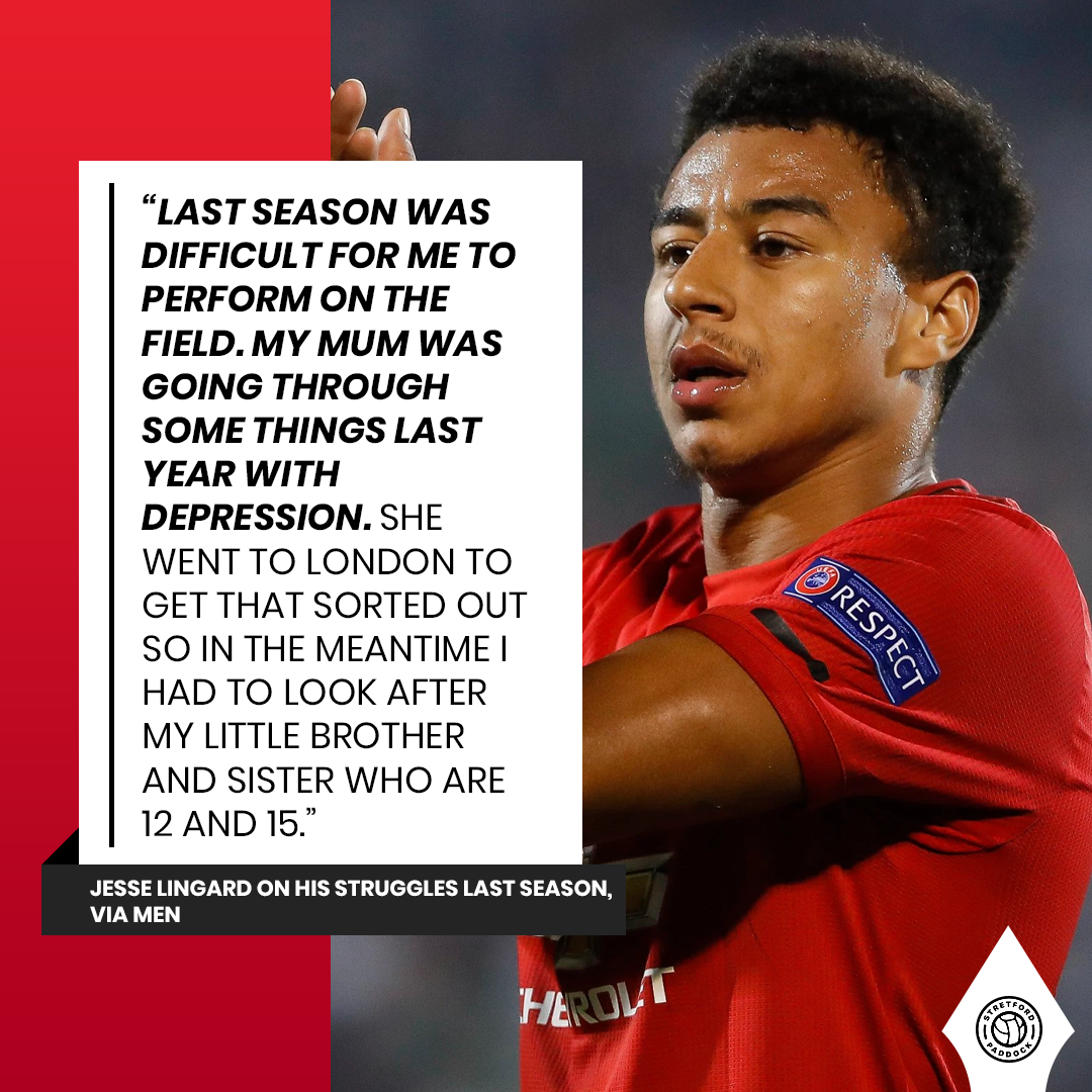 Stretford Paddock Pa Twitter Jesse Lingard Has Come Out With A Touching Statement Revealing That He Found It Difficult To Perform On The Pitch Due To His Family Struggles With Depression Much