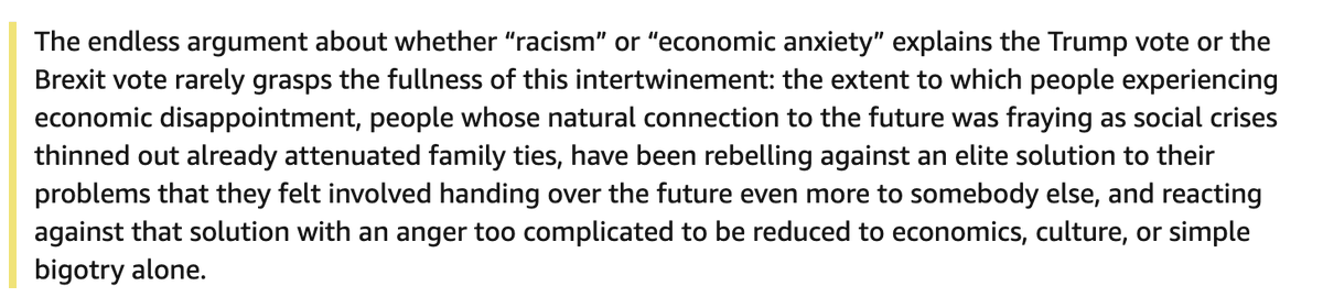 12a) potentially one of the most important ideas in the book, and how this decaying of family and community affects American's sense of the future 