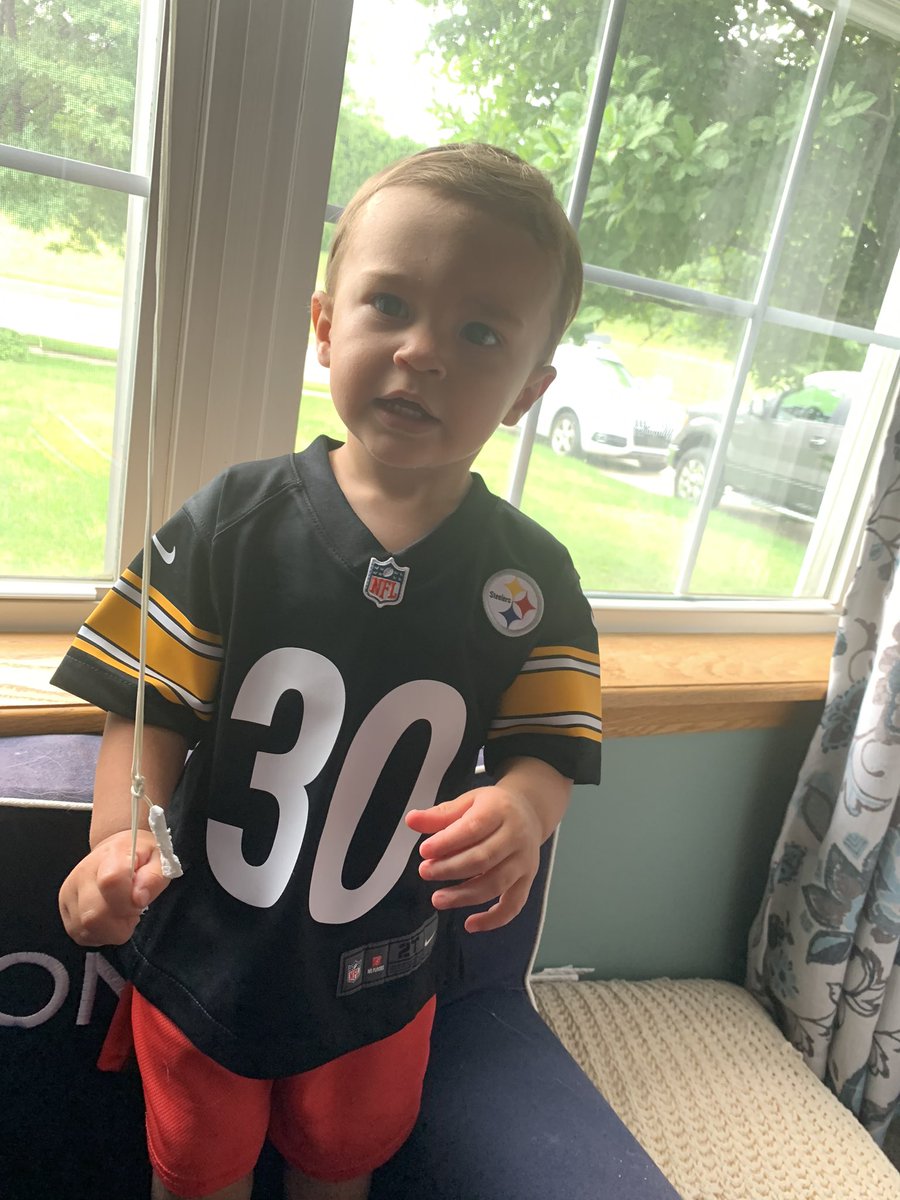 JKash35's tweet photo. It’s only right that Conner James first @steelers jersey is repping @JamesConner_ 🏈 https://t.co/3fXE21S8rs