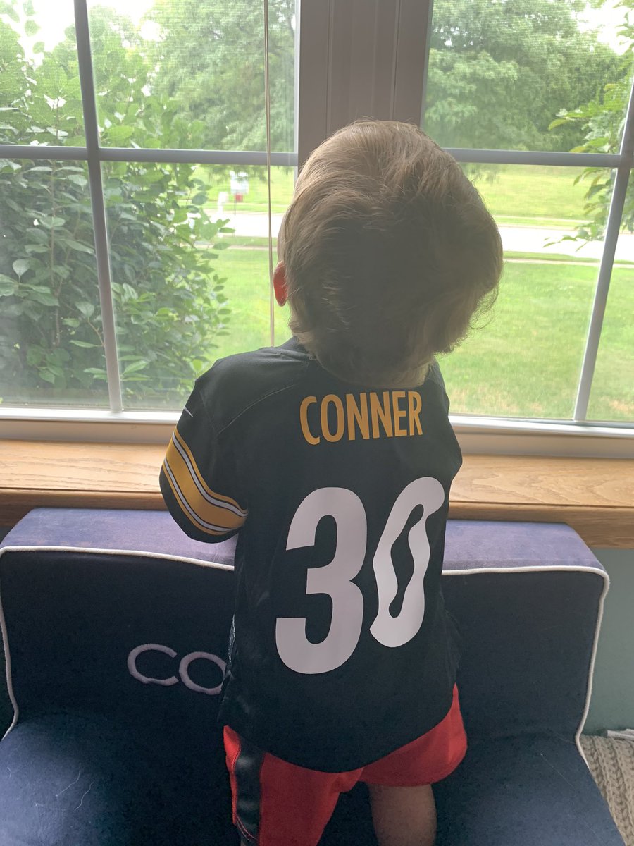JKash35's tweet photo. It’s only right that Conner James first @steelers jersey is repping @JamesConner_ 🏈 https://t.co/3fXE21S8rs