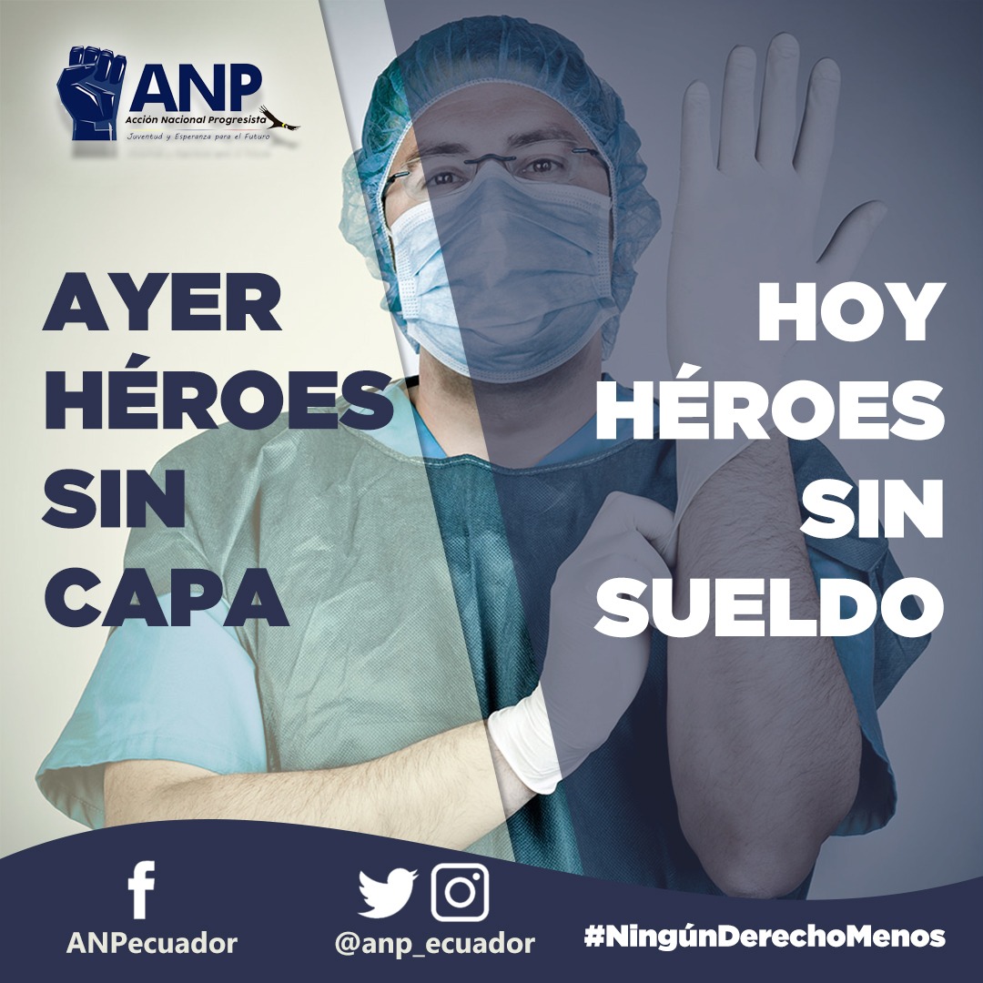 ANP_Ecuador's tweet photo. En los últimos días hemos visto con indignación como la clase médica postgradista del país ha levantado su voz ante los atropellos que viven. Nos sumamos a su lucha y reconocemos su aporte para precauteral el bienestar de los Ecuatorianos. ¡No están solos!
#NingúnDerechoMenos🇪🇨 https://t.co/n2BjMmiDK6
