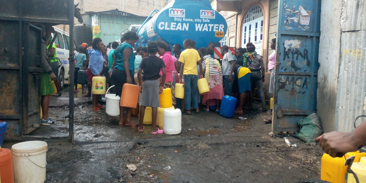 MukuruAngaza's tweet photo. Thanks @NMS_Kenya for the efforts to supply free water to Mukuru residents. 

Thanks you to NMS Director General Maj. Gen. Mohammed A. Badi and the entire team. 

#improvesservicesbynms
#WaterIsLife
#weshallovercomethispandemic
@NMS_Kenya https://t.co/dDbj9RT9g5