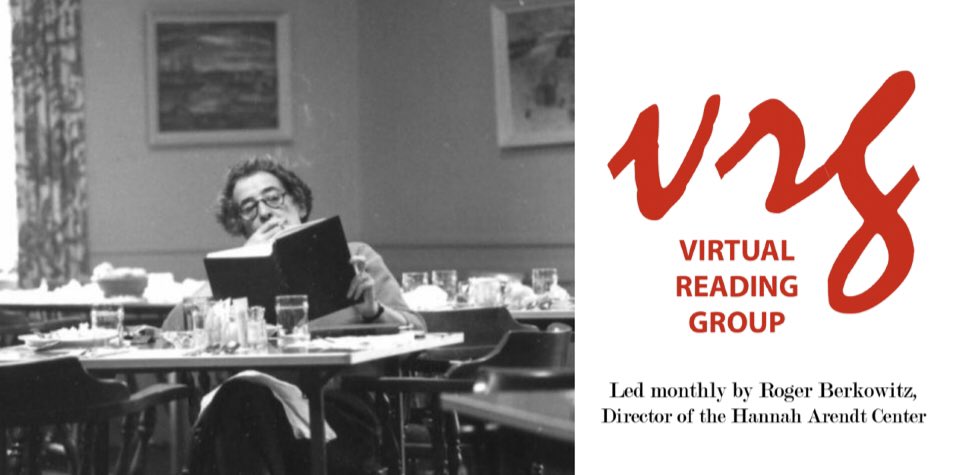 Arendt_Center's tweet photo. Members get free access to the Virtual Reading Group, a spirited discussion of the provocative works of Arendt. Join us as we boldly explore Arendt, led by Academic Director @Roger_Berkowitz and Professor @Samantharhill #join #membership #hannaharendtcenter #bardcollege #bardcce https://t.co/xtmT2K0pbx