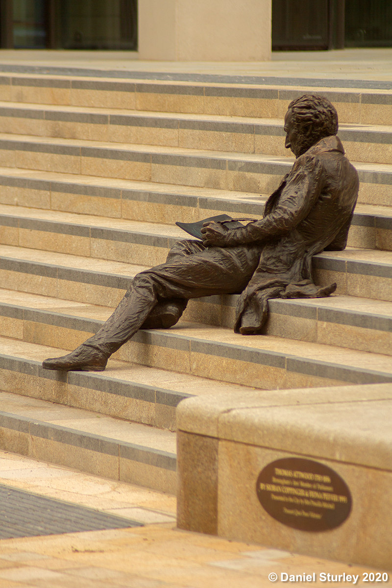 #Birmingham UK, the #statue of Thomas Attwood in the soon to be re-opened Chamberlain Square at the civic heart of the city. #BirminghamWeAre #CivicPride
