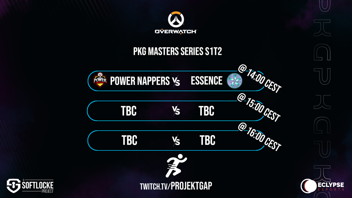 GapProjekt's tweet photo. We're back at it again with some Overwatch action! 🔥 Who'll be the winner of this weekend's tournament?

⚔️ @PowerNappers_OW VS @Essence_OW

Live now in 1 hour 👇
https://t.co/TxsYUu8VRD

#Overwatch #Esports #ttv #ClosingTheGap https://t.co/pJjjNghsVs