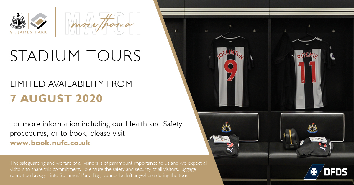 🏟 Tours of St. James’ Park are soon to be up and running again! A limited limited number of days are available to book from August 7 2020. The safety and wellbeing of visitors and staff are our priority and new measures have been put in place. 👉 nufc.co.uk/stadium/stadiu…