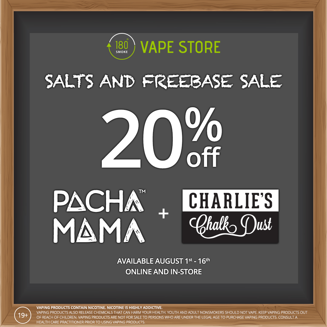 ALL Charlie's Chalk Dust e-liquids are on sale! Visit us in store or shop online today, stock up on your favourite e-liquids while supplies.