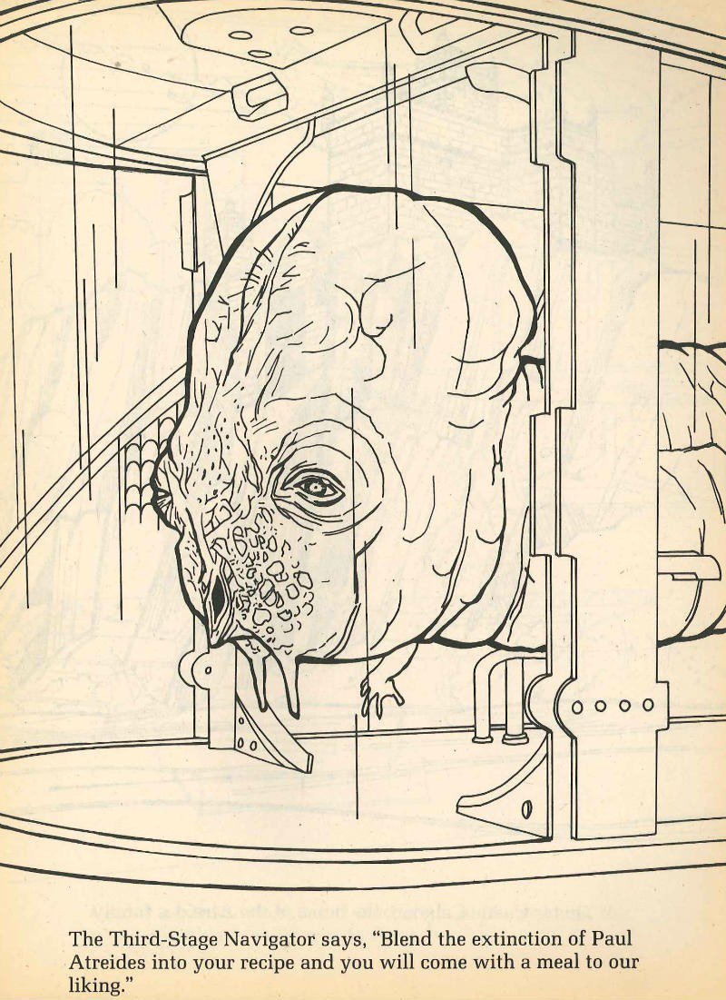 Pulp postscript: whilst you're waiting for the Director's Cut of Dune why not enjoy the existential bleakness that is the 1984 Dune colouring book.Remember: the careful crayon stays within the lines!