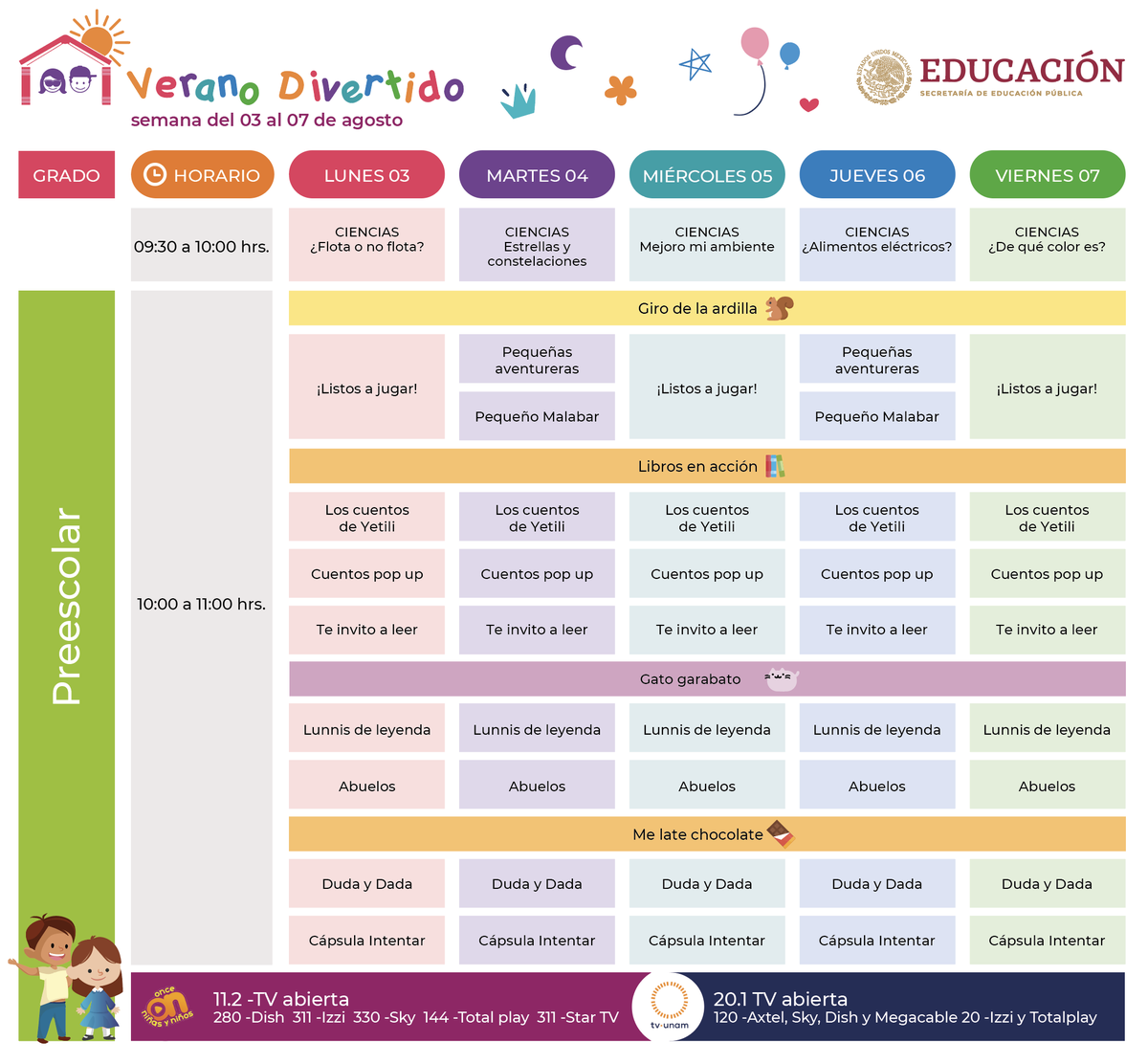 SEP_mx's tweet photo. Semana nueva, horarios nuevos.

 ✍️ 😃📝

Te traemos nuevas aventuras, magia, lecturas, música ¡y más!

🎶🤸‍♂️📖👨🏻‍🎨🔮🌸

Toma nota de todas las actividades que te interesen en este #VeranoDivertido. https://t.co/AXHOPTkFui
