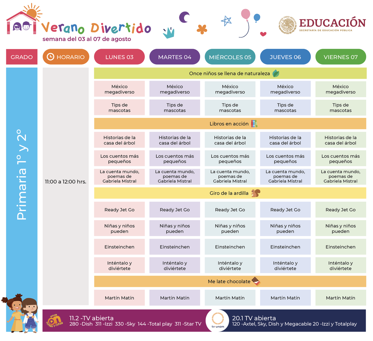 SEP_mx's tweet photo. Semana nueva, horarios nuevos.

 ✍️ 😃📝

Te traemos nuevas aventuras, magia, lecturas, música ¡y más!

🎶🤸‍♂️📖👨🏻‍🎨🔮🌸

Toma nota de todas las actividades que te interesen en este #VeranoDivertido. https://t.co/AXHOPTkFui