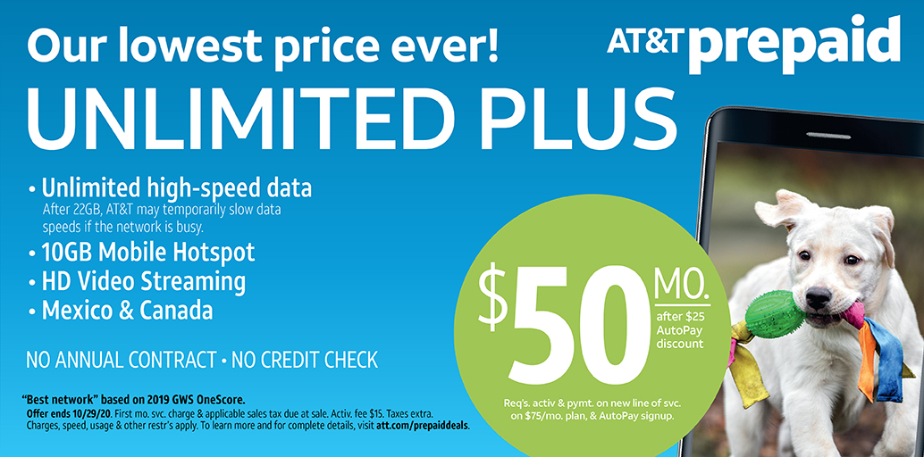 Get everything you want at our lowest price ever. Unlimited Plus now only $50/mo. with AutoPay – on America’s best network. Visit me at 5621 Carolina Beach Road, Unit B Wilmington, NC 28412 or give us a call at 910-390-5433 to learn more!