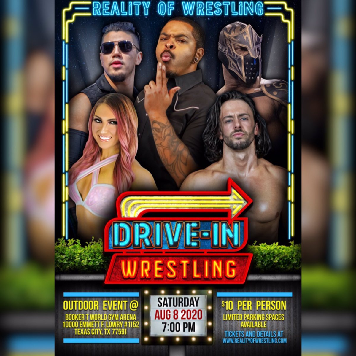 TheOfficialROW's tweet photo. Join us for our first ever βDrive inβ wrestling event being held in the parking at the World Gym Arena on Saturday, Aug 8th.
Park your car and watch the action with Booker T & Brad Gilmore calling live matches on your FM car radios!
LIMITED PARKING:
https://t.co/ac4vTqkmwO https://t.co/kYeo7bRMQH