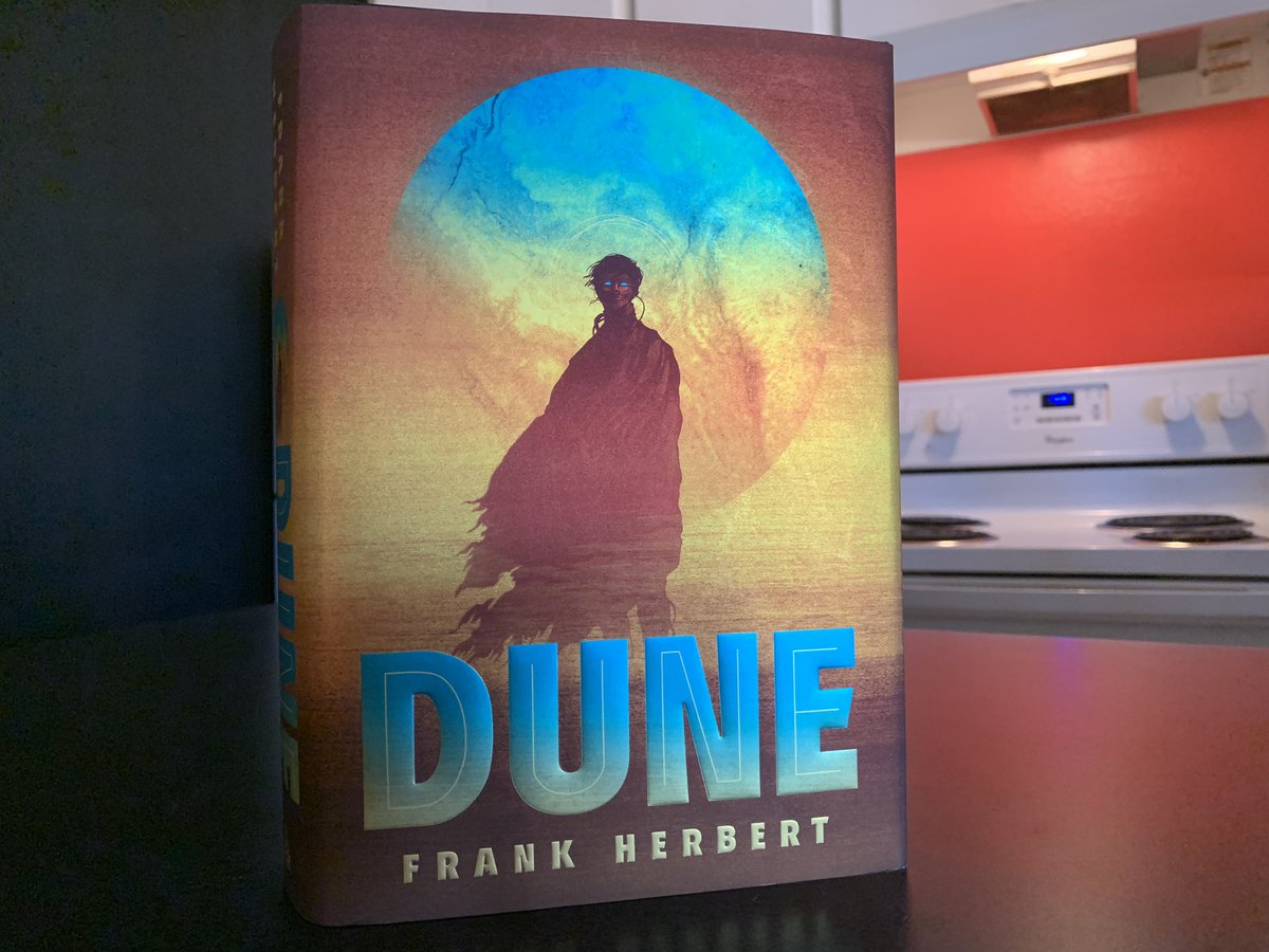 nerdist's tweet photo. Dune, the classic sci-fi novel, was released 55 years ago today. 

Show off your cover of the book ⤵️ https://t.co/l36EAc8UUM