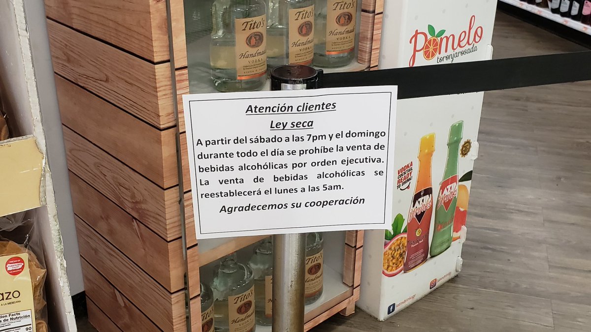 and now all alcohol sales are forbidden on sundaysthis is an island where you can usually buy booze 24/7 and famous for beach drinksand they just closed every common area in every building.restaurants limited to 50% cap.oh, but primary elections on 8/9? yup. that's fine