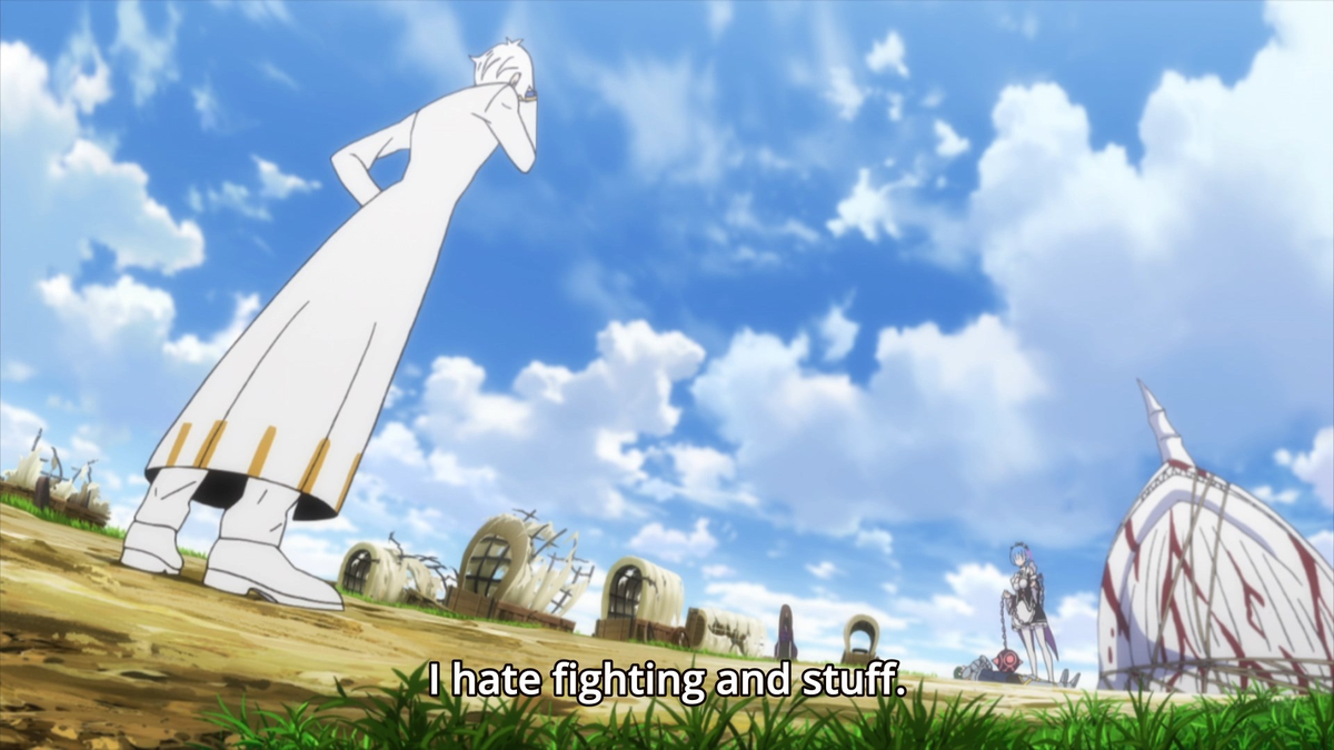 This entire scene was pretty good. The new sins seem even more threatening than Betelguese-sama. Something I found clever is that Greed, who doesn& #39;t like to fight, is wearing all white. Man doesn& #39;t want his clothes dirty. Gluttony& #39;s power is also so unique.