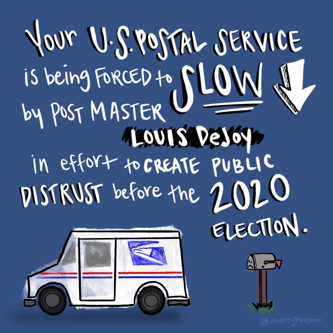 belcasas's tweet photo. A fine young graphic artist, Audrey Kramm, from Portland took the time to design this call to arms for our Postal Service kindly signal boost? @neilhimself @catvalente @malloryomeara https://t.co/h2wCwlpUCo