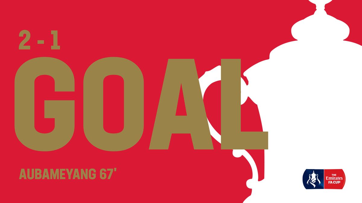 EmiratesFACup's tweet photo. GOAL!!!
Aubameyang strikes again! ⚡️
This guy is on fire 🔥 😳
#HeadsUpFACupFinal #ARSCHE https://t.co/dtDpb8u4Mk