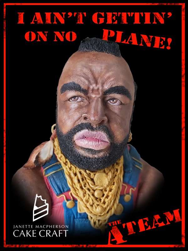 jmcakecraft's tweet photo. Cake sculpture of BA Baracus aka @MrT One of my childhood HEROES!  Loved watching the A-Team with my family back in the good old days 🤩 

By the way, have we tried giving them a call?! 😆
#theateam #babaracus #mrt #chocolate #Staycation2020
#keepsafe #wearamask #EverythingIsCake https://t.co/VjoS3K5CSg