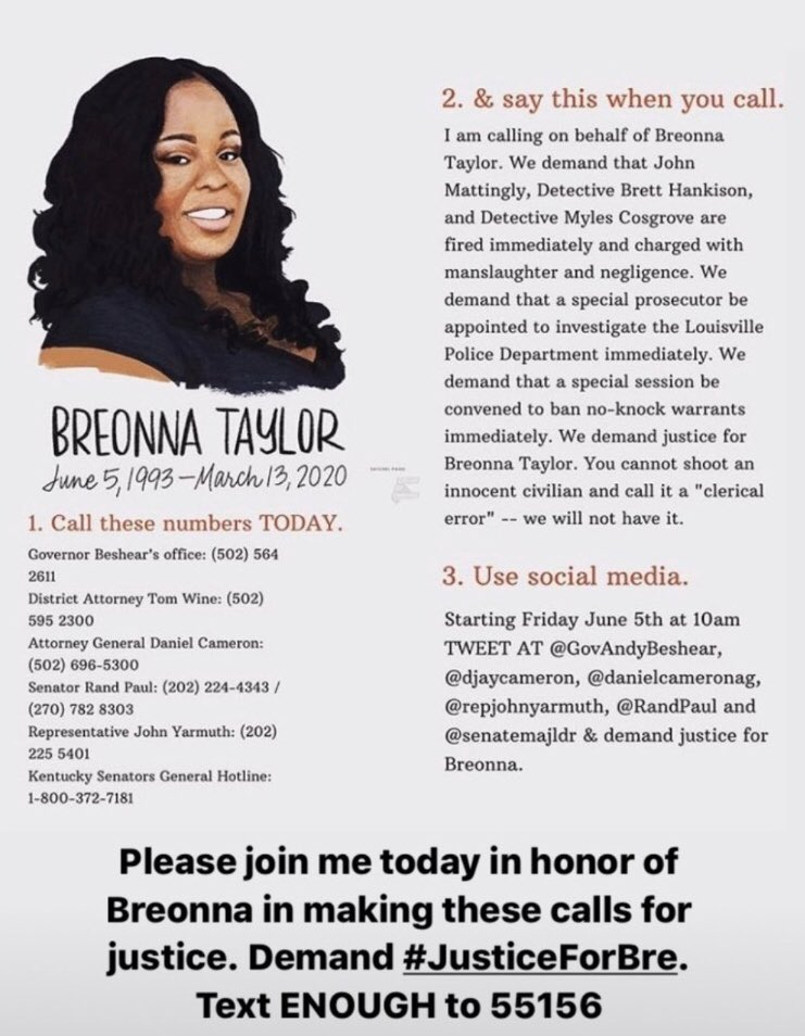 This tweet blew up!What a great time to remember that  #BreonnaTaylorWasMurdered and  #BreonnaTaylorsKillersAreFree.This call to action, on the occasion of the birthday stolen from her by white supremacist police violence, got no-knock warrants banned. We must keep going!