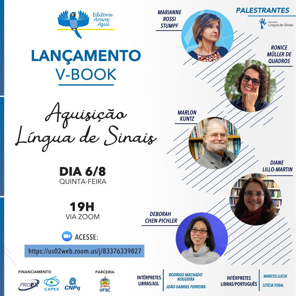 I am glad to announce the release of this v-book about sign language acquisition in Libras, open access. Check the release next week on Aug. 6 at 6pm Brazilian time by zoom in ASL and Libras. <a href="/abralin_oficial/">Abralin</a> <a href="/UFSC/">UFSC</a> <a href="/araraazul/">Arara Azul Web</a>