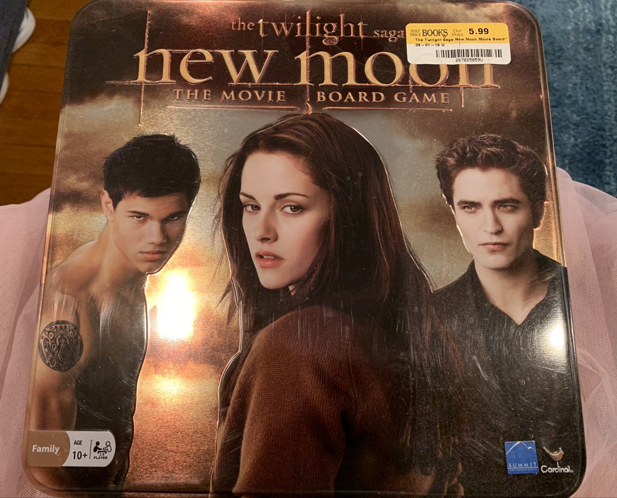 NEW MOON THE BOARD GAME: if only I had known Mr. E would one day come through and give me all the games for free I never would have bought this. 1/5 a waste of $6, but still what a great price, I love Half-Price Books