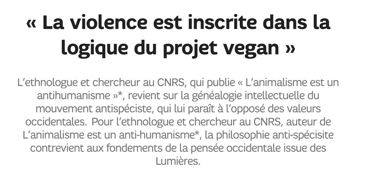  #SecteV 24L’anthropologue Jean-Pierre Digard dénonce la violence, le prosélytisme narcissique et le sectarisme parascientifique de l’activisme zoolâtre, derrière les postures bisounours . « L’animalisme est un anti-humanisme » ( @CNRS). https://twitter.com/franceinter/status/1027474476085260289?s=20  #zoolâtrie