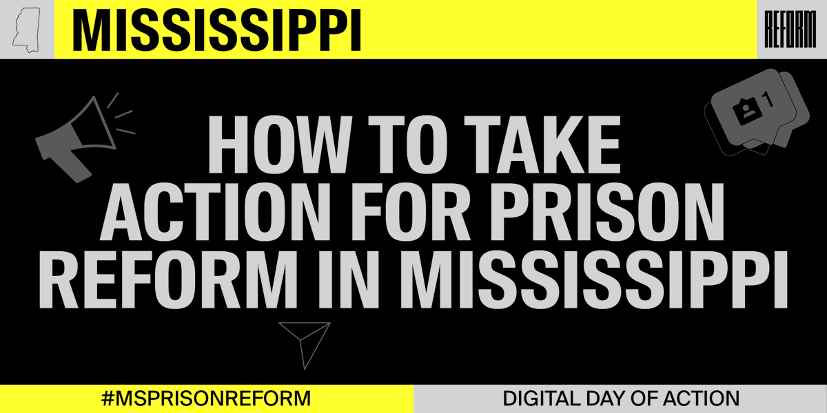 REFORM's tweet photo. 📣 WE NEED YOUR HELP IN MISSISSIPPI! We can still pass smart prison reform THIS YEAR in 3 STEPS:
1. TAKE ACTION 💻 Send a quick email to lawmakers to pass #SB2123: https://t.co/WQRgFTleq2.
2. SPREAD THE WORD 🗣 Retweet!
3. TELL YOUR FRIENDS 👨👧👧 Tag 3 friends!
#MSPrisonREFORM https://t.co/tFqijTElfX