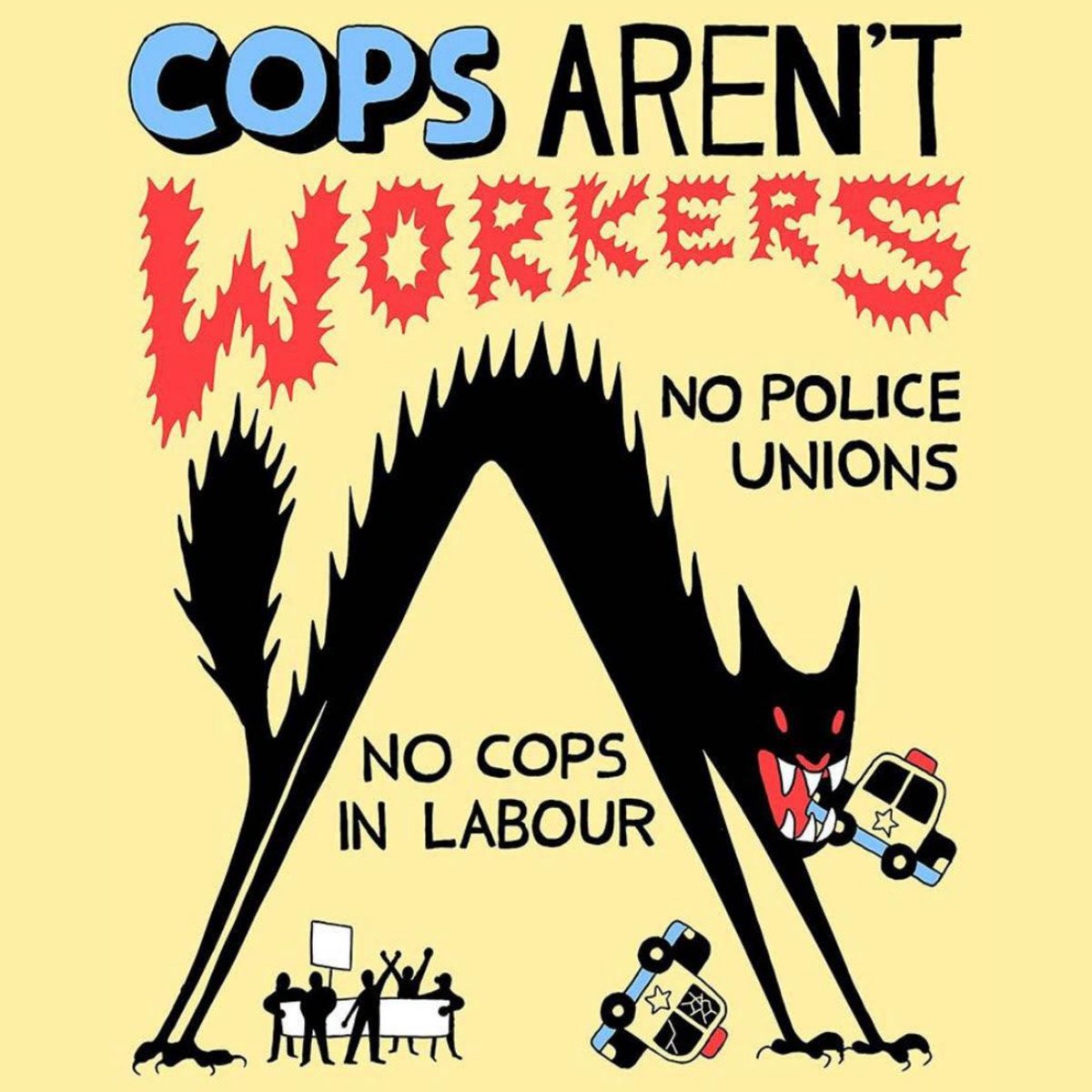 We want to remind people that COPS ARE NOT WORKERS, that our universities have real workers (especially our Black & Brown dinning/dorm workers that need support), and that we should not be interacting with the FOP AT ALL5a/